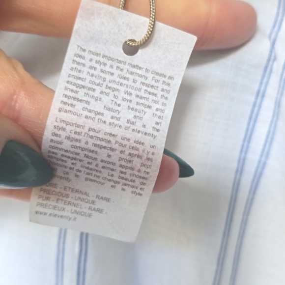 Eleventy Stripe Mandarin Collar Cotton button up shirt NWT M - Picture 14 of 14